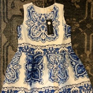 Little Trendsetter Blue & White Dress NWT SZ 7-8